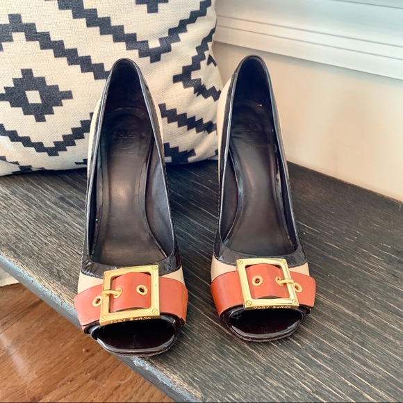 Amazing Tory Burch Peep Toe Block Heels - Picture 2 of 14